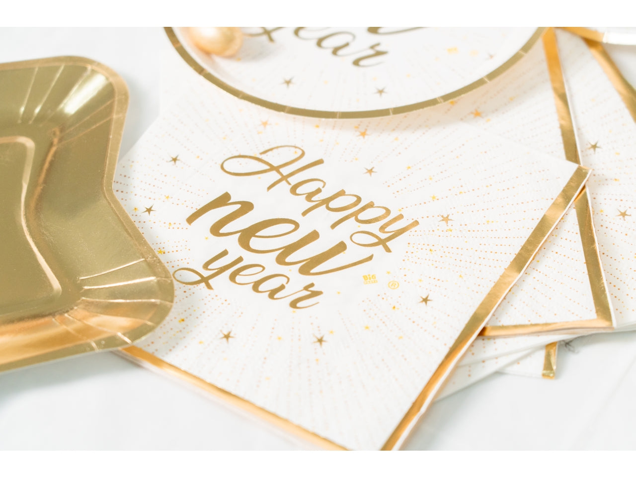 Happy new year tovaglioli 33x33cm in confezione da 16 pezzi oro