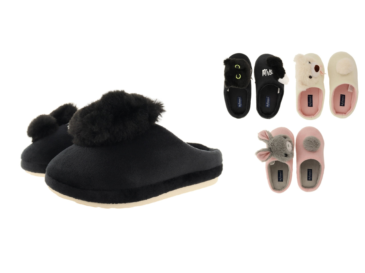 Pantofola baby taglia 28-37 Firenze I di colore nero panna rosa