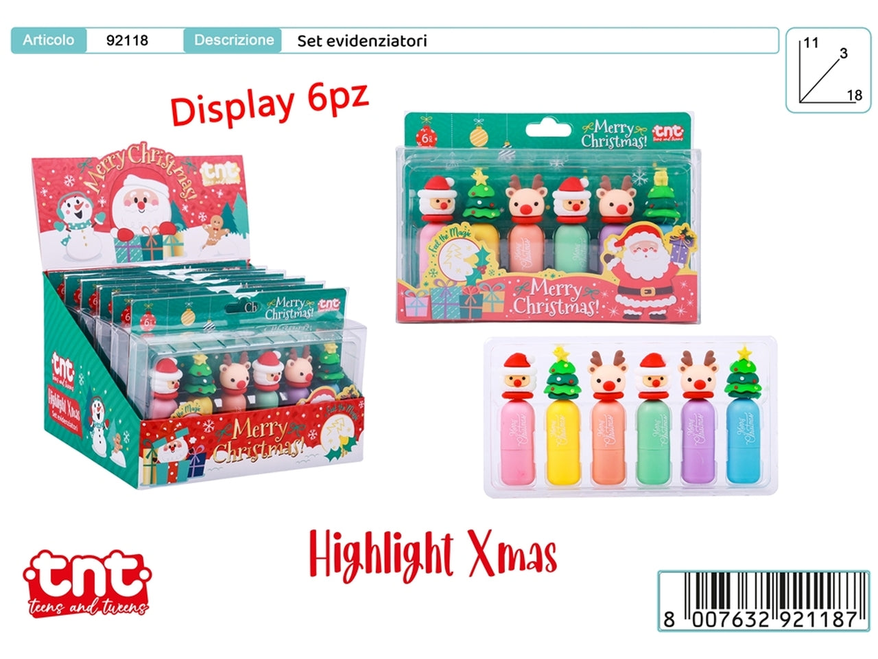 Tnt xmas set evidenziatori 6pz 92118
