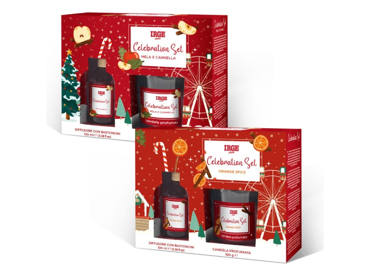 Candela 100gr e diffusore con bacchette 100ml mela e cannella