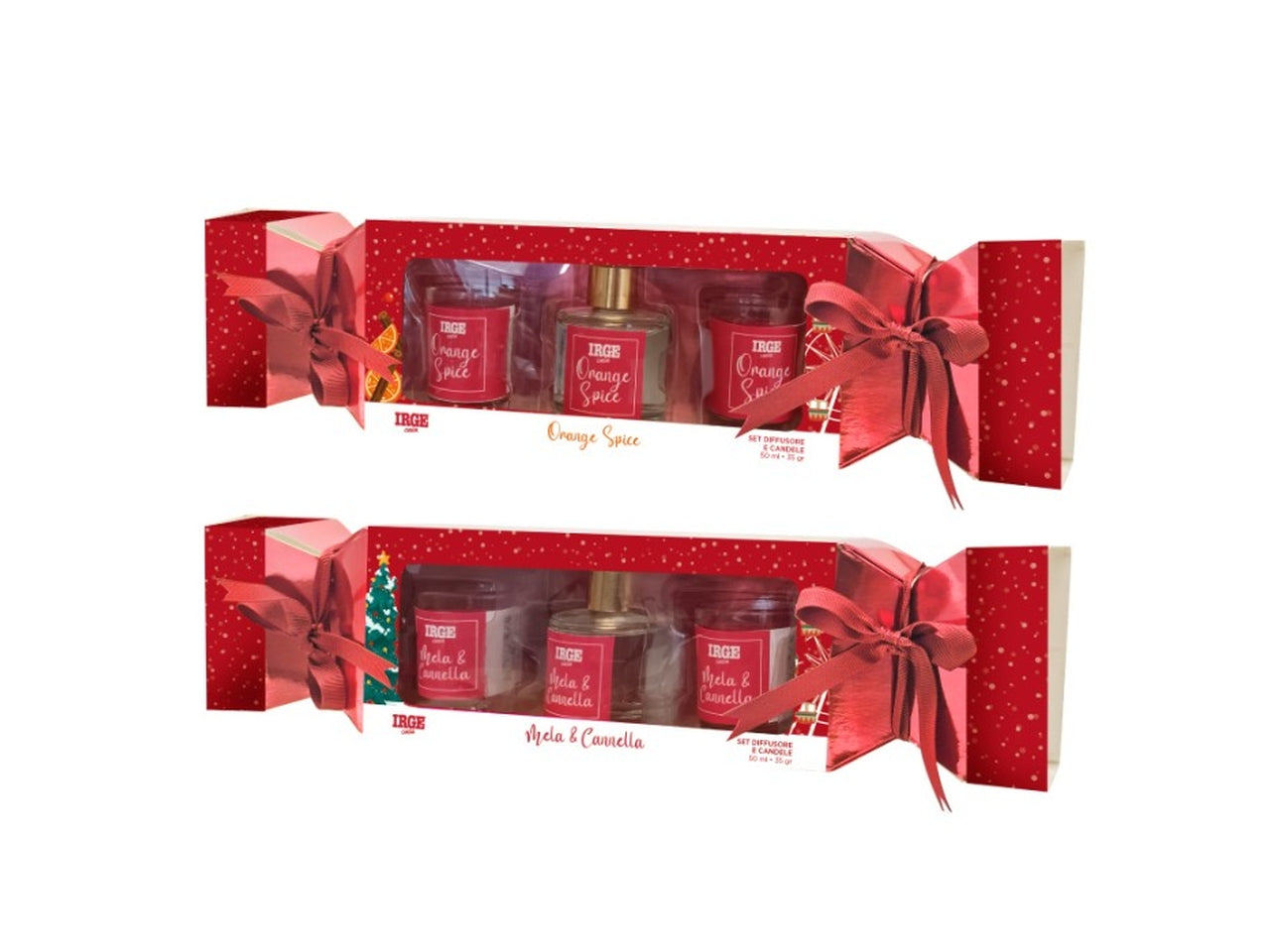 Set 2 candele da 35gr e diffusore con bacchette da 50ml orage spice/mela e cannella