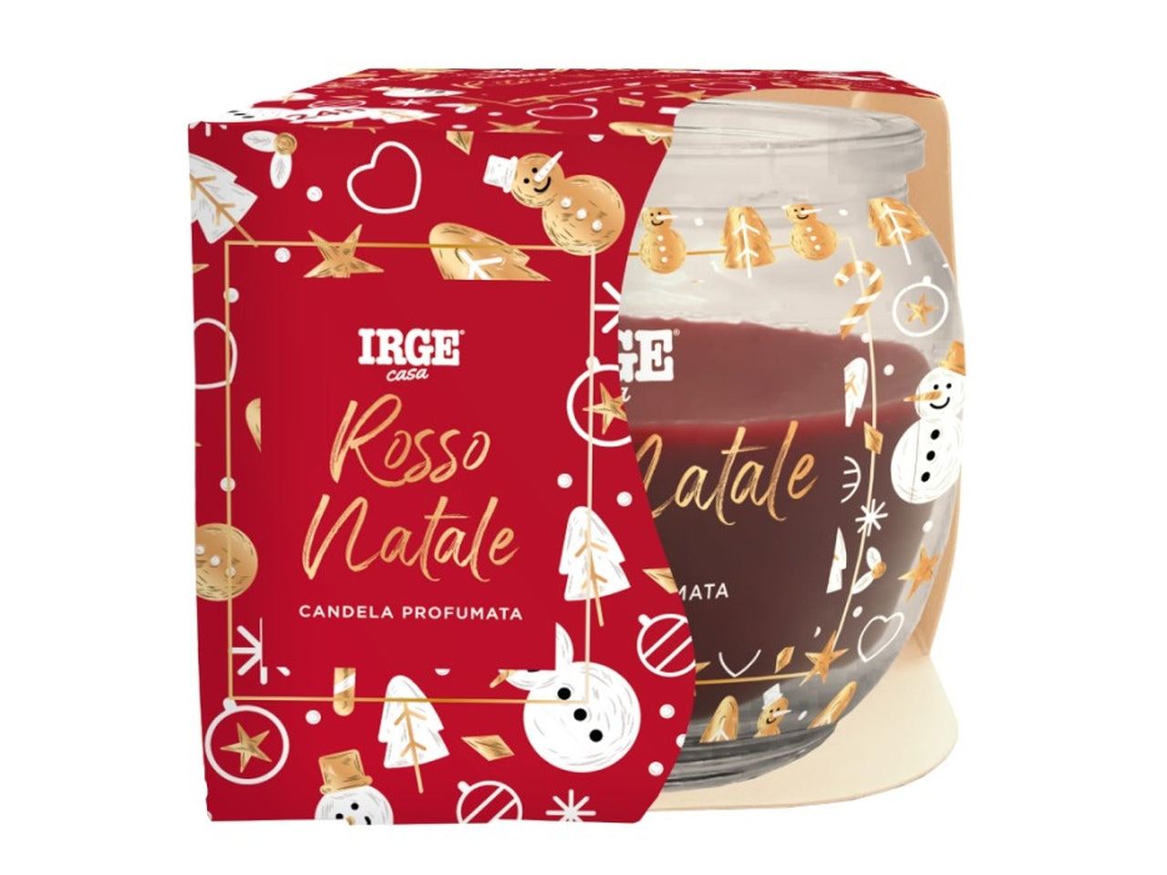 Candela in vasetto di vetro 70gr profumazioni assortite, arancia e cannella e rosso natale