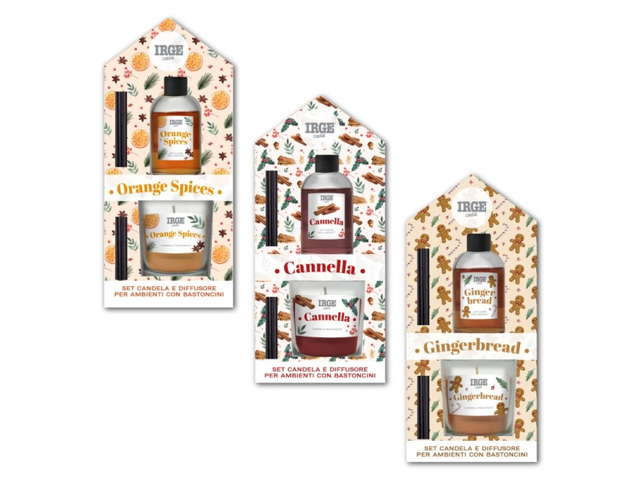 Candela in vasetto di vetro e diffusore con bacchette da 100ml profumazioni assortite