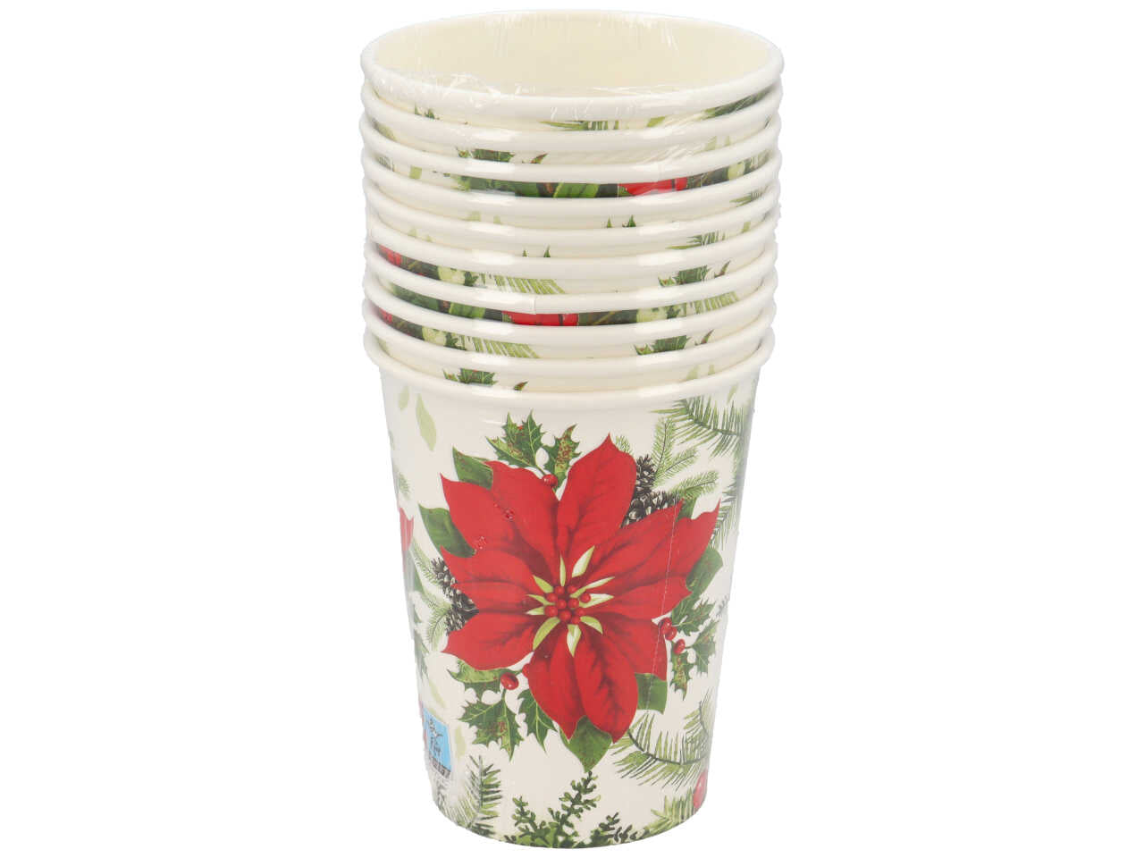 Bicchieri in carta stella di natale da 250cc in confezione da 10 pezzi