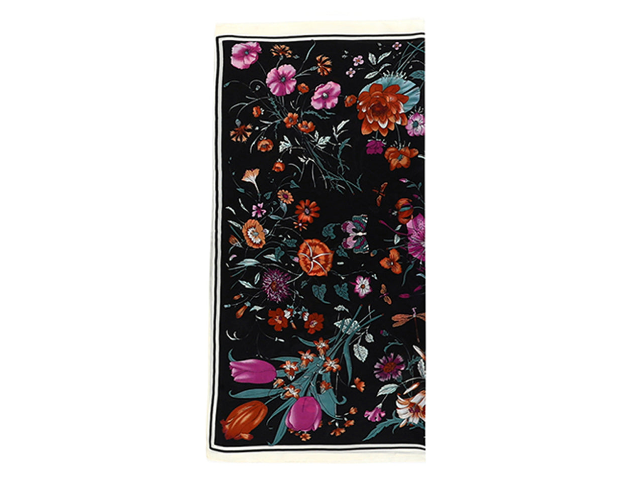 Lumberjack foulard 70x70cm in seta 100% a fantasia floreale base nera