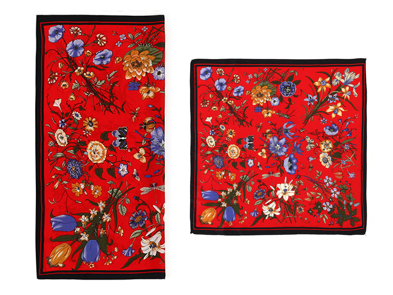 Lumberjack foulard 70x70cm in seta 100% a fantasia floreale base rossa