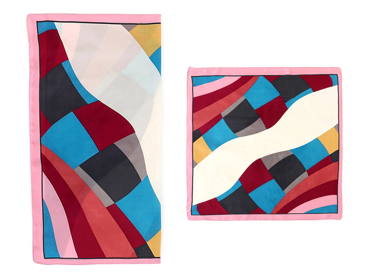 Lumberjack foulard 70x70cm in seta 100% a fantasia con bordino rosa