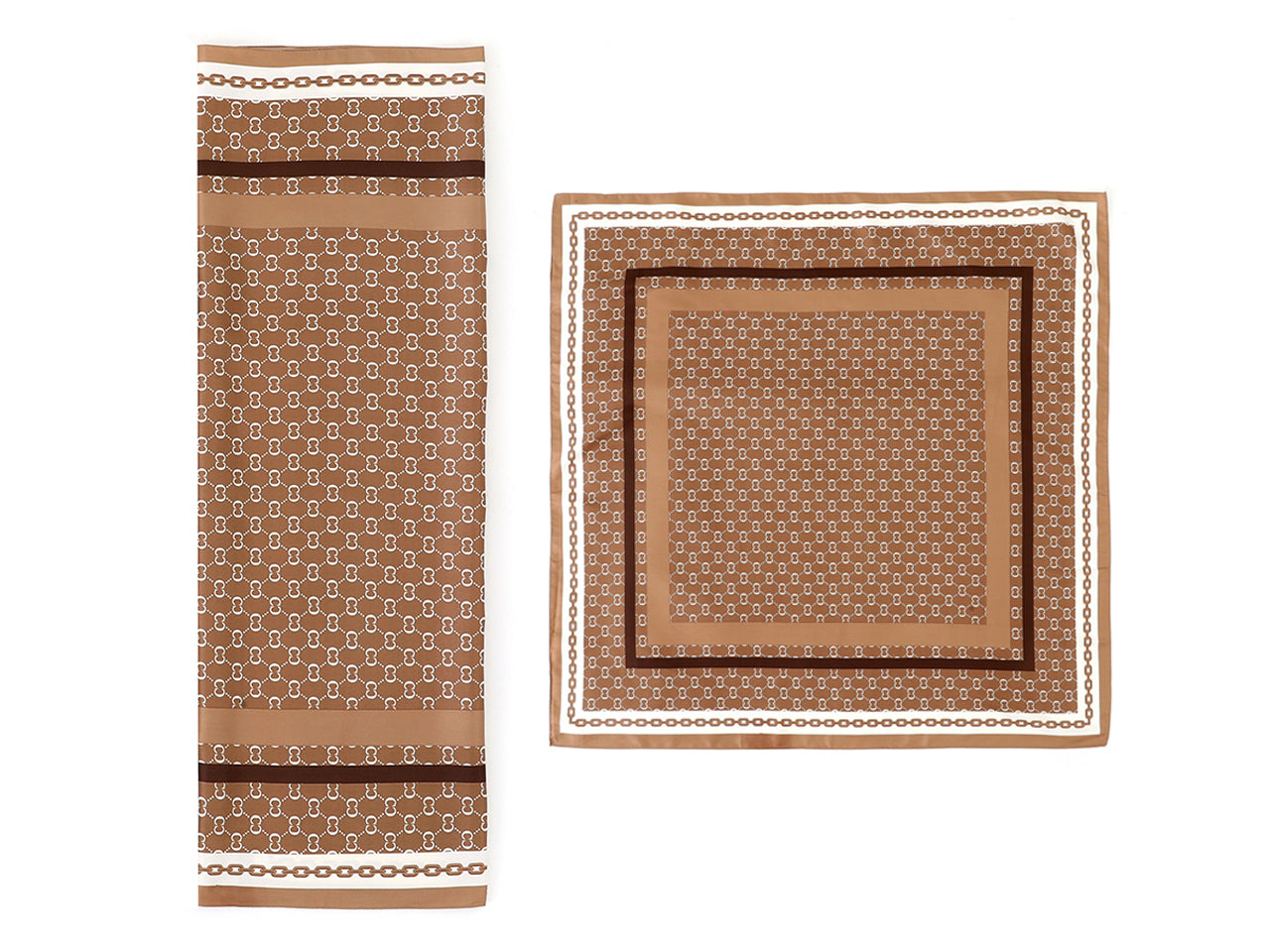 Lumberjack foulard 90x90cm in seta 100% a fantasia base marrone