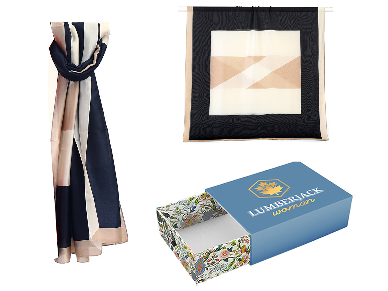 Lumerjack sciarpa 180x90cm in seta 100% con fascia blu