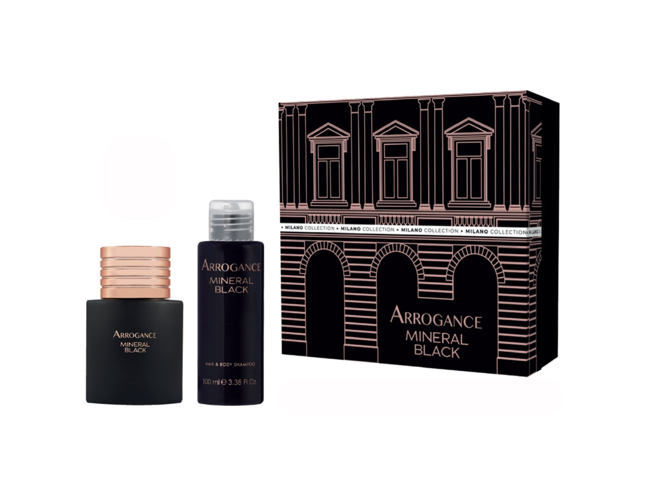 Arrogance mineral black scatola con edt 30ml e doccia shampoo