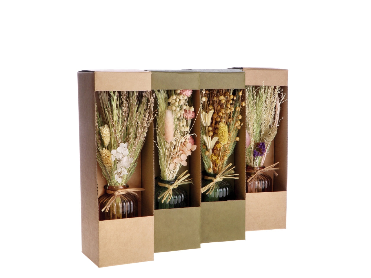 Composizione fiori+vaso 9x9xh.28cm