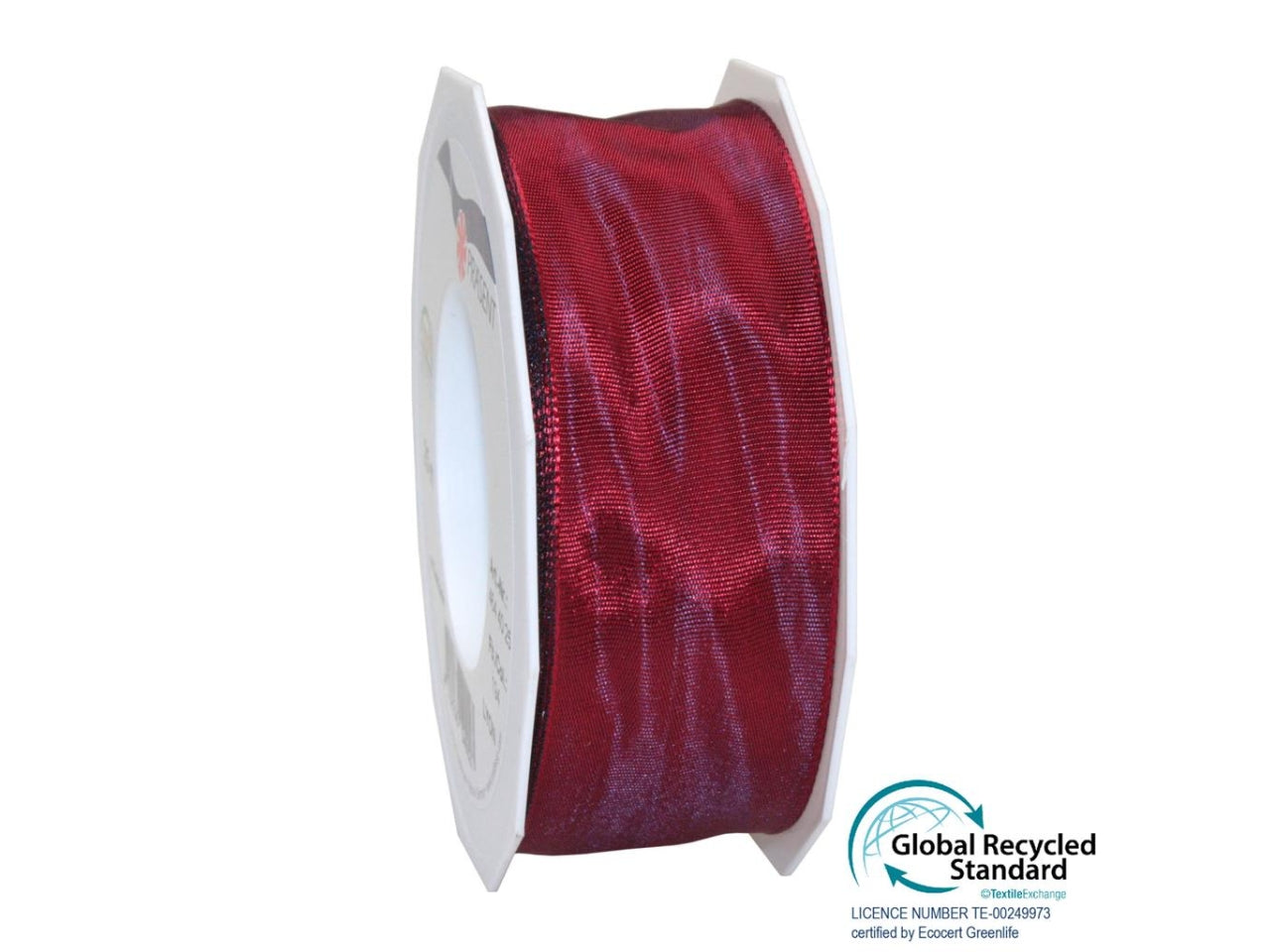 Nastro lyon di seta 4cmx25mt con bordo in filo rosso carminio