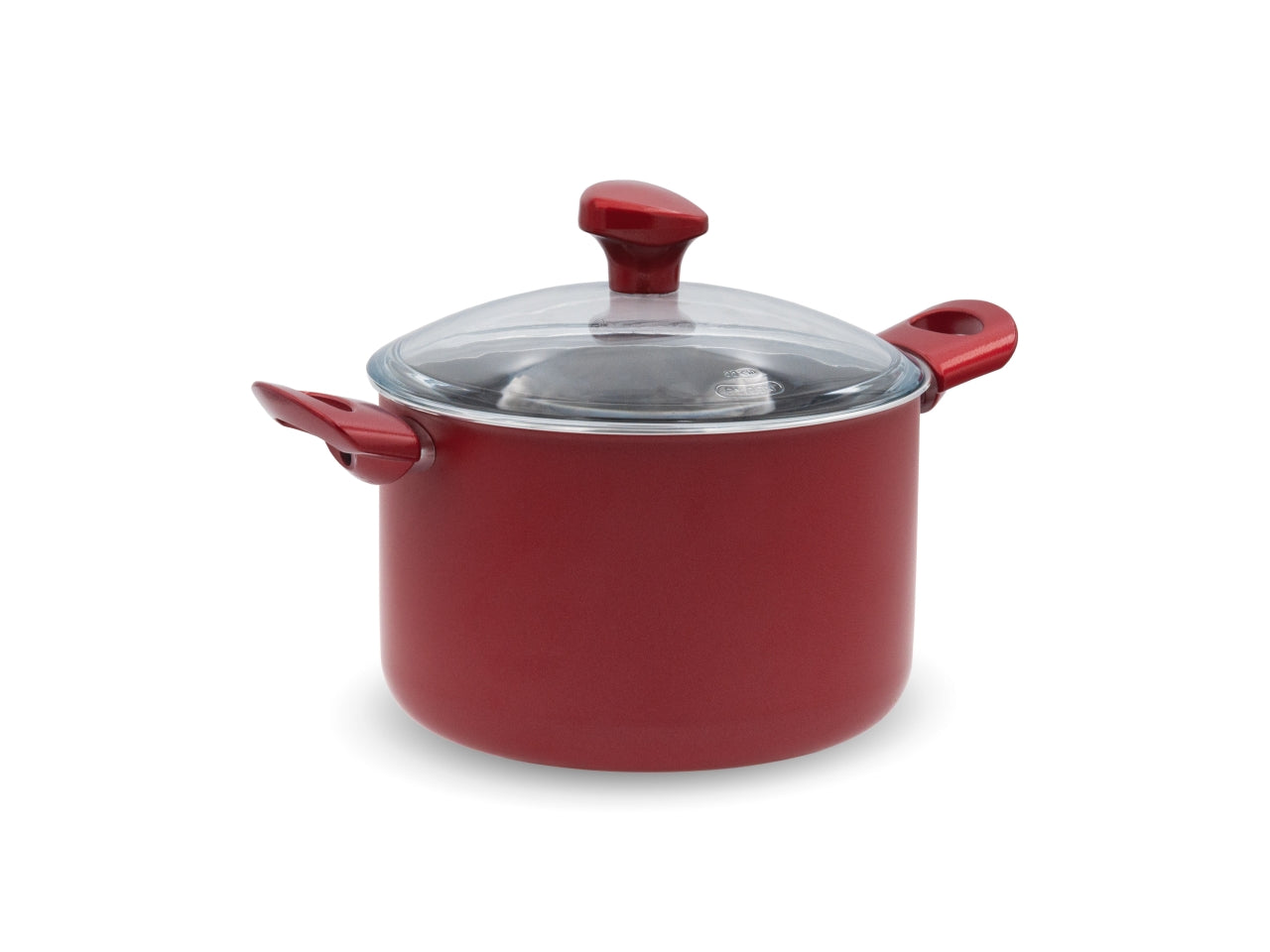 Pentola corallo 2 manici 22cm con coperchio in vetro