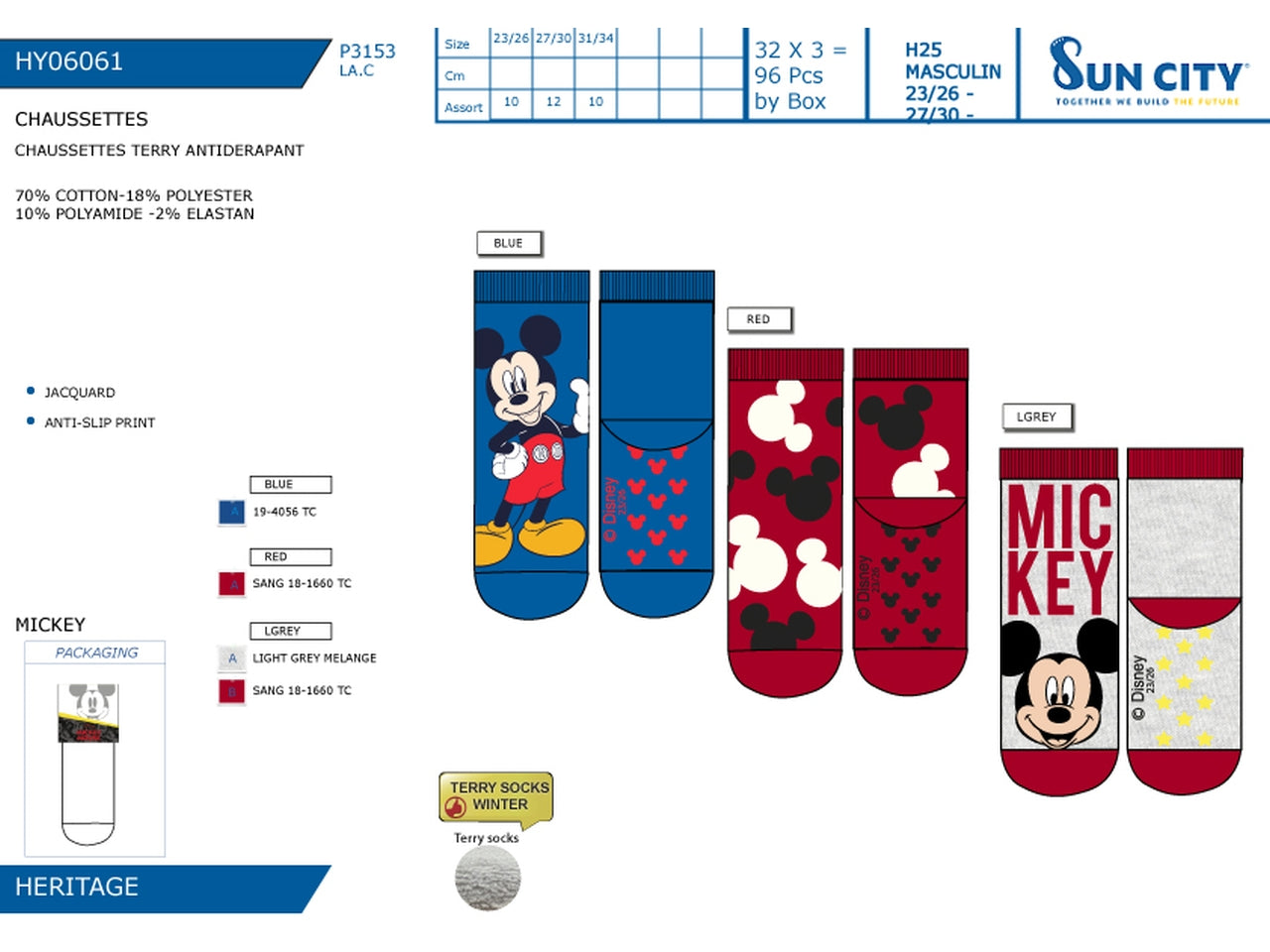 Mickey calzini terry antiscivolo dal 23/26 al 31/34 colori assortiti