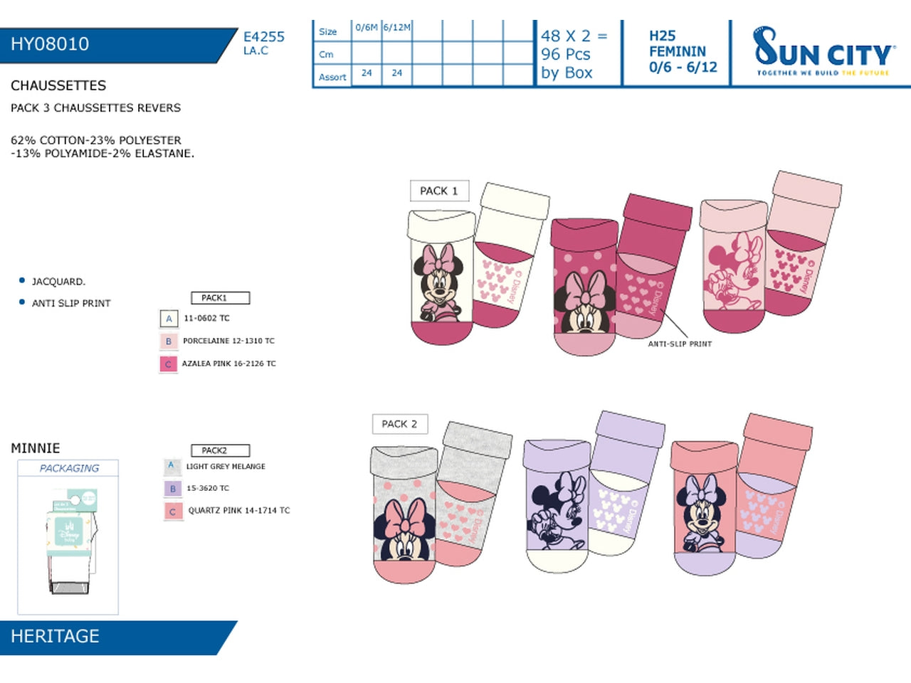 Minni calzini taglia 0/6 e 6/12 mesi in confezione da 3 pezzi assortiti