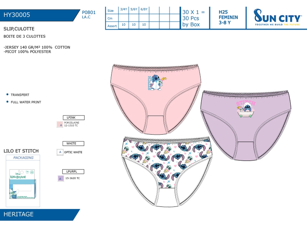 Lilo e Stitch slip dalla 3/4 alla 6/8 anni in box da 3 pezzi