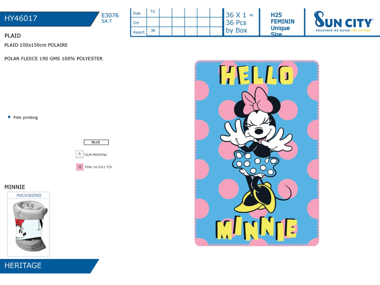 Minnie plaid 100x150cm