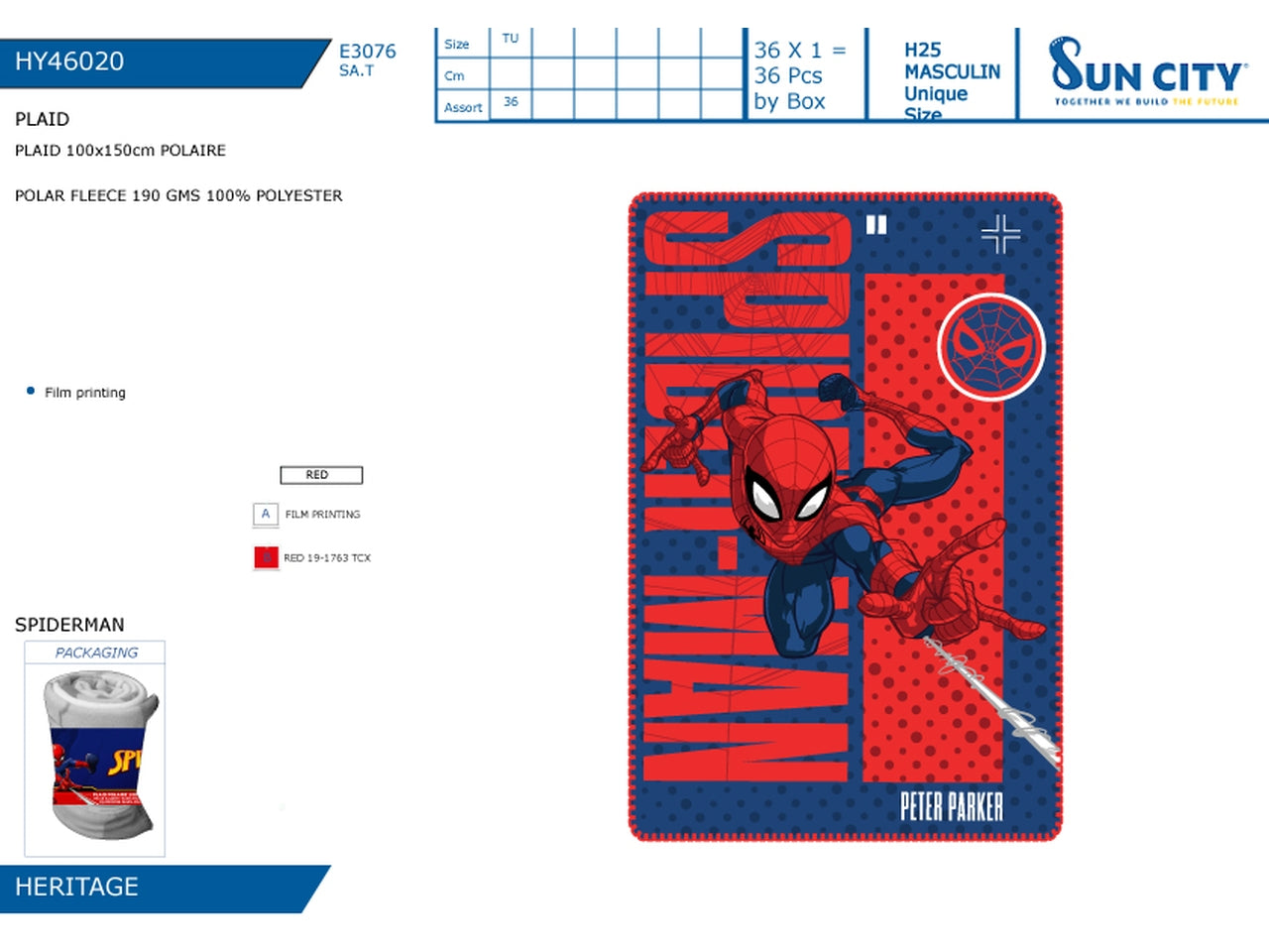 Spiderman plaid 100x150cm