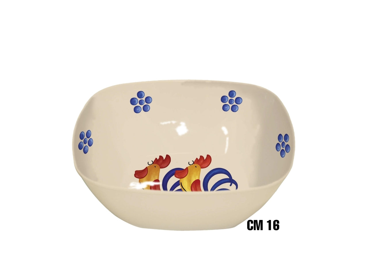 Cestino quadrato 16cm in melamina decoro galli