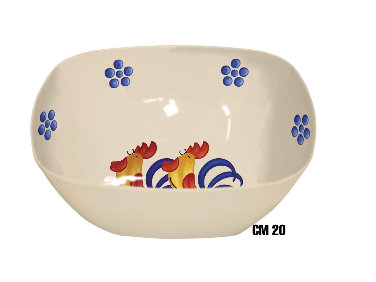 Cestino quadrato 20cm in melamina decoro galli