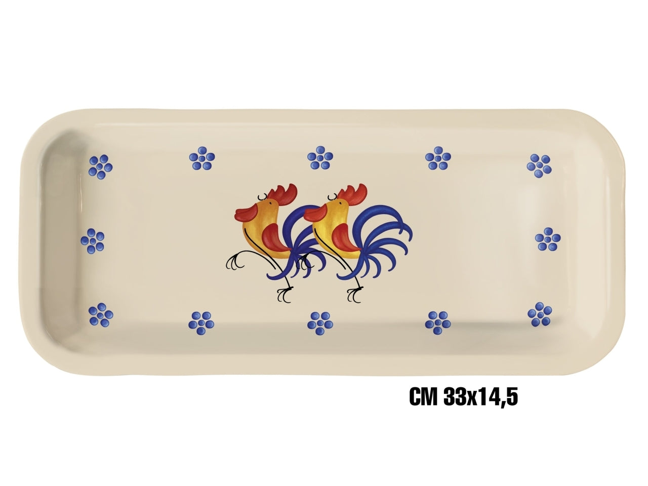 Vassoio 33x14,5cm in melamina decoro galli