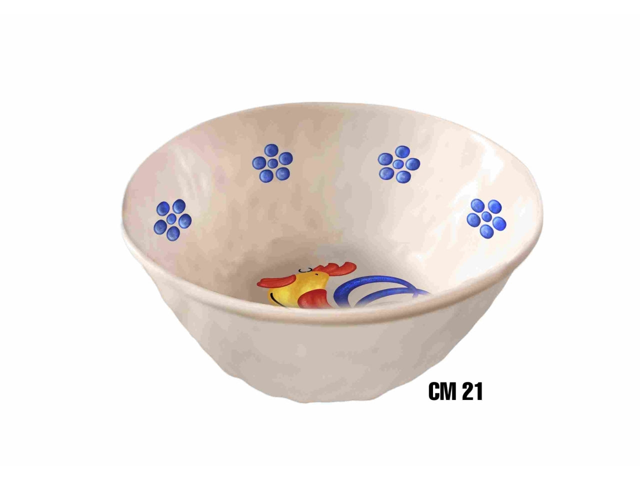 Insalatiera 21xh.8cm in melamina con decoro gallo