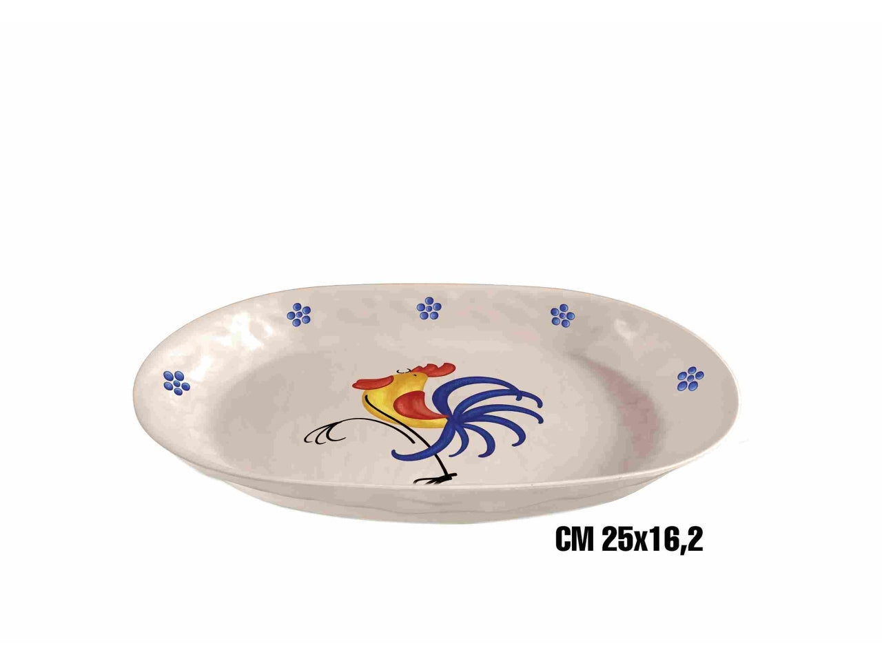 Vassoio ovale 25x16cm in melamina con decoro gallo