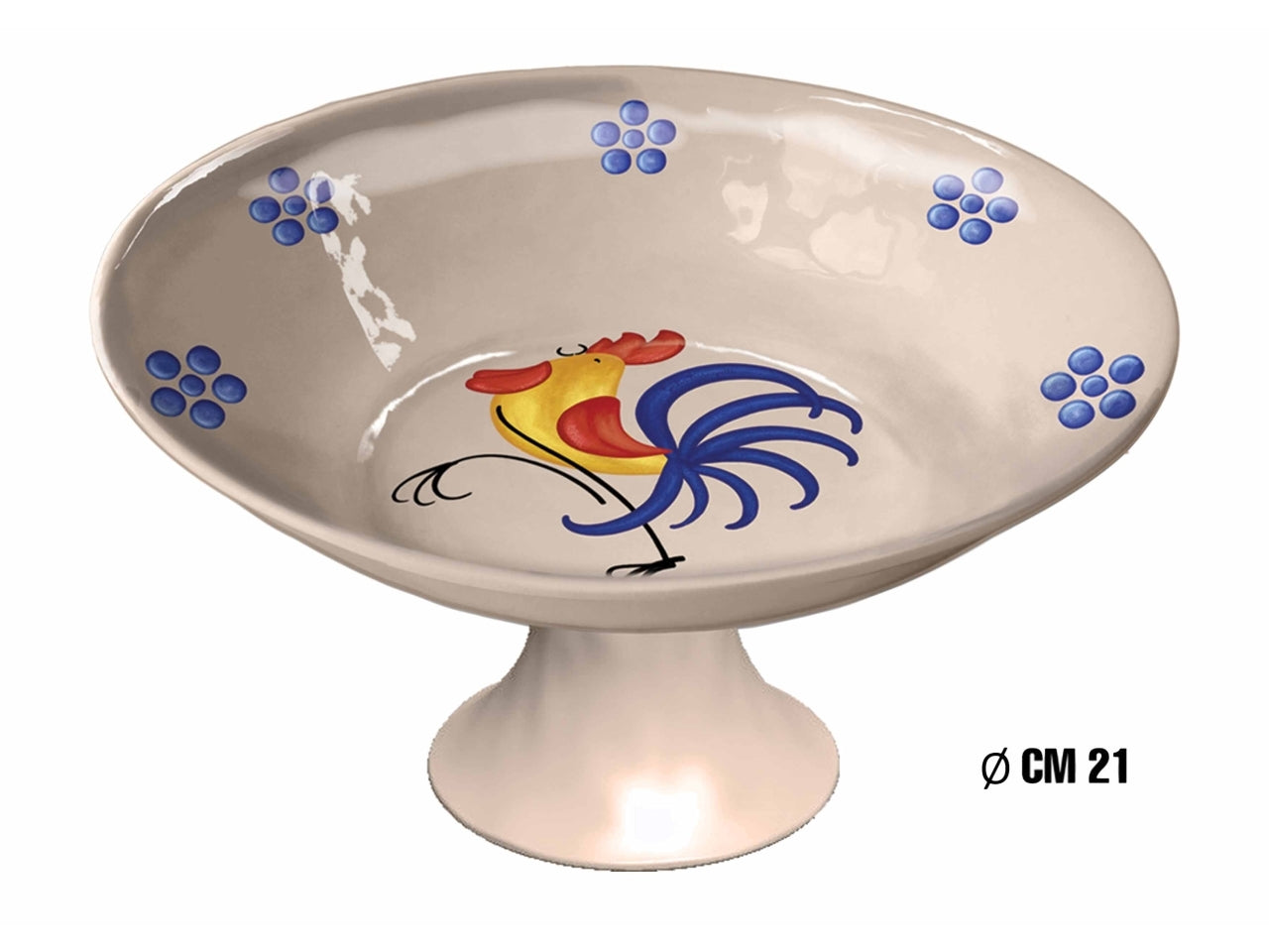 Alzatina diametro 21cm in melamina con decoro gallo