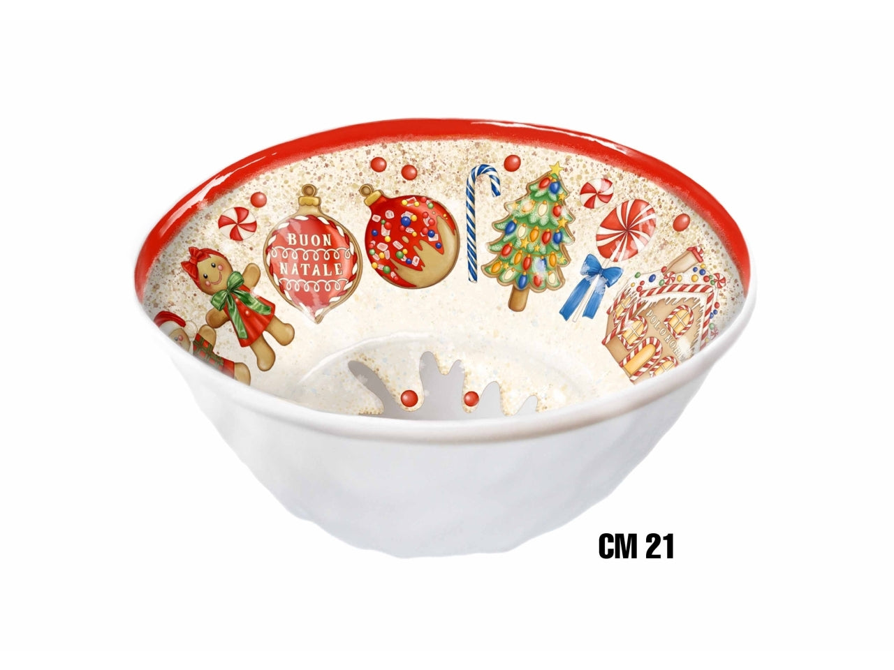 Insalatiera 21xh.8cm in melamina decoro marzapane