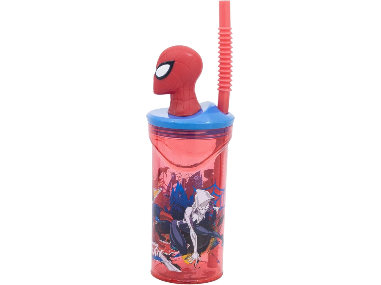 Bicchiere con cannuccia Spiderman 3D