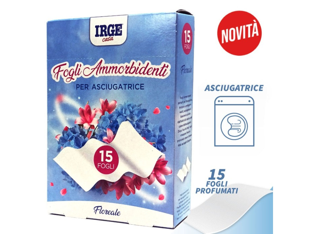 Irge panno ammorbidente floreale per asciugatrice, set da15 panni