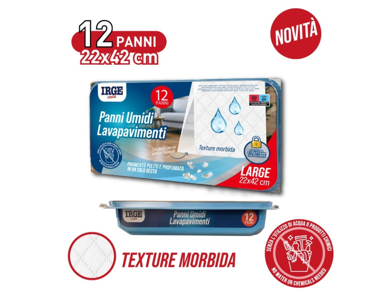 Panni pavimenti umidi 22x42cm set da 12 panni