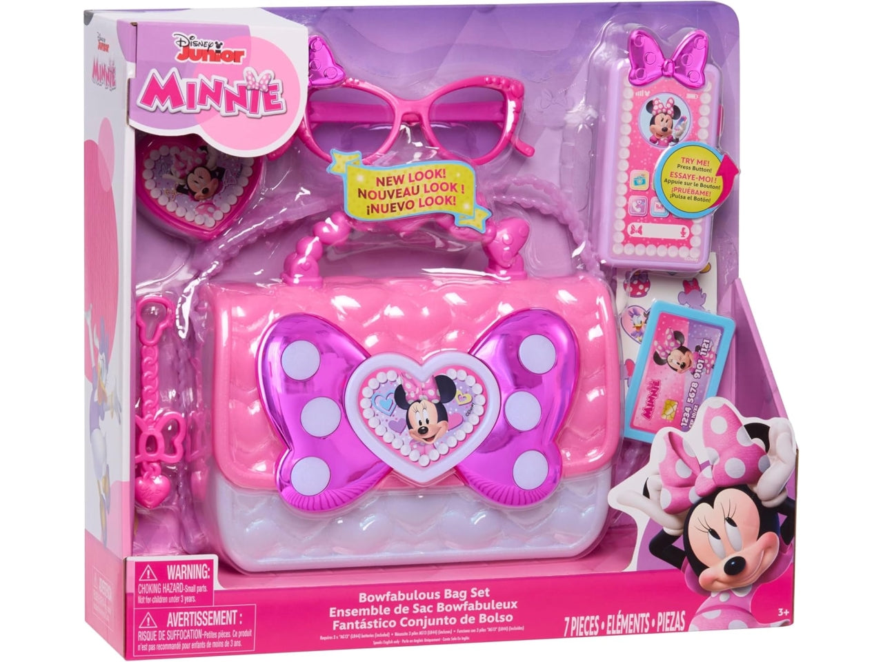 Minnie mouse set borsetta con occhiali e altri accessori con fiocco
