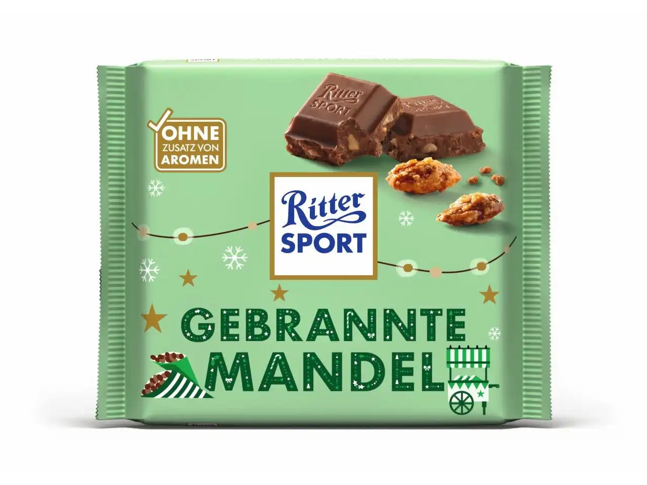 Ritter sport tavoletta 100gr caramelized almonds, cioccolato al latte con mandorle caramellate