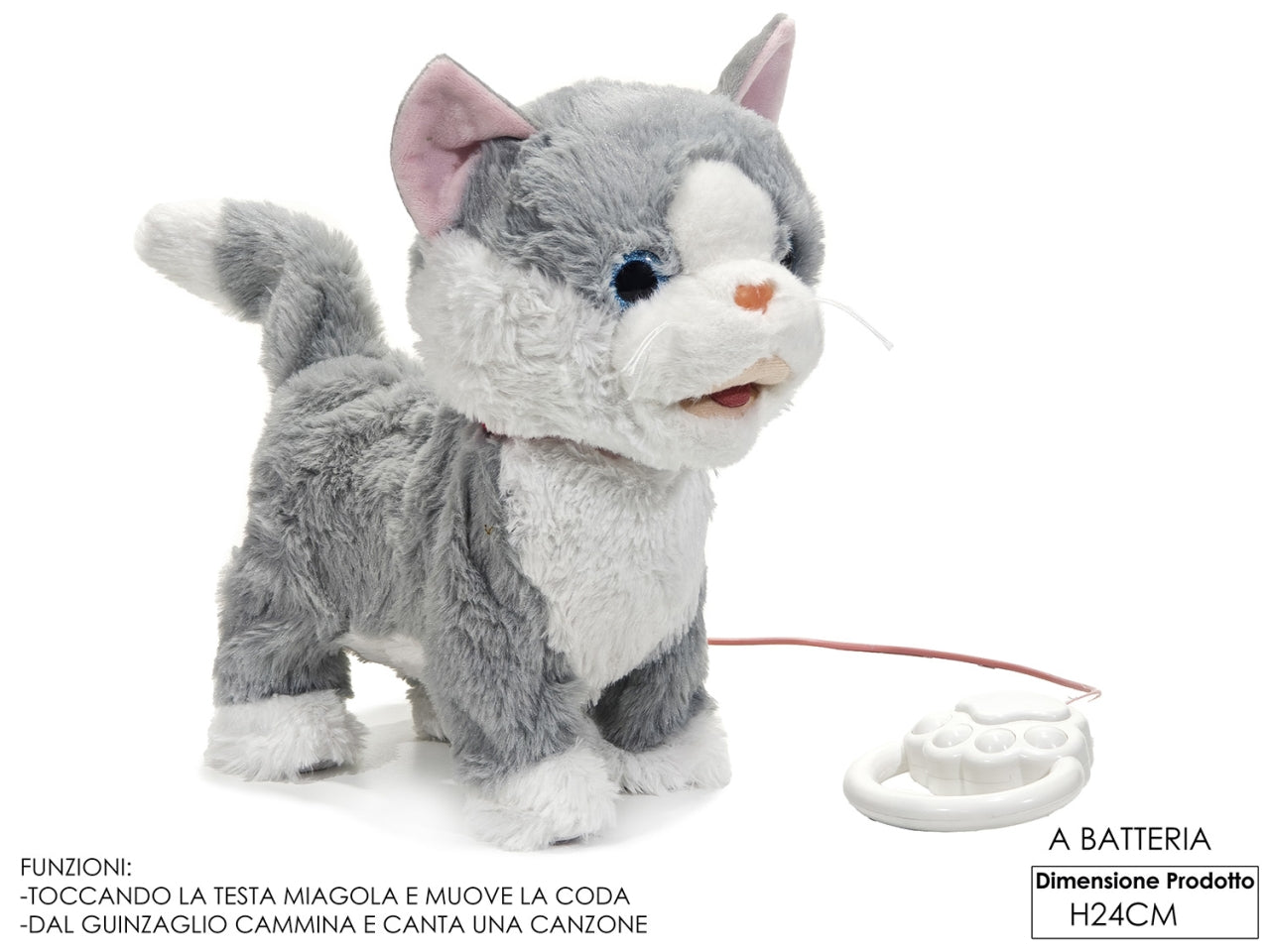 Gatto filoguidato a batteria con movimento e suono