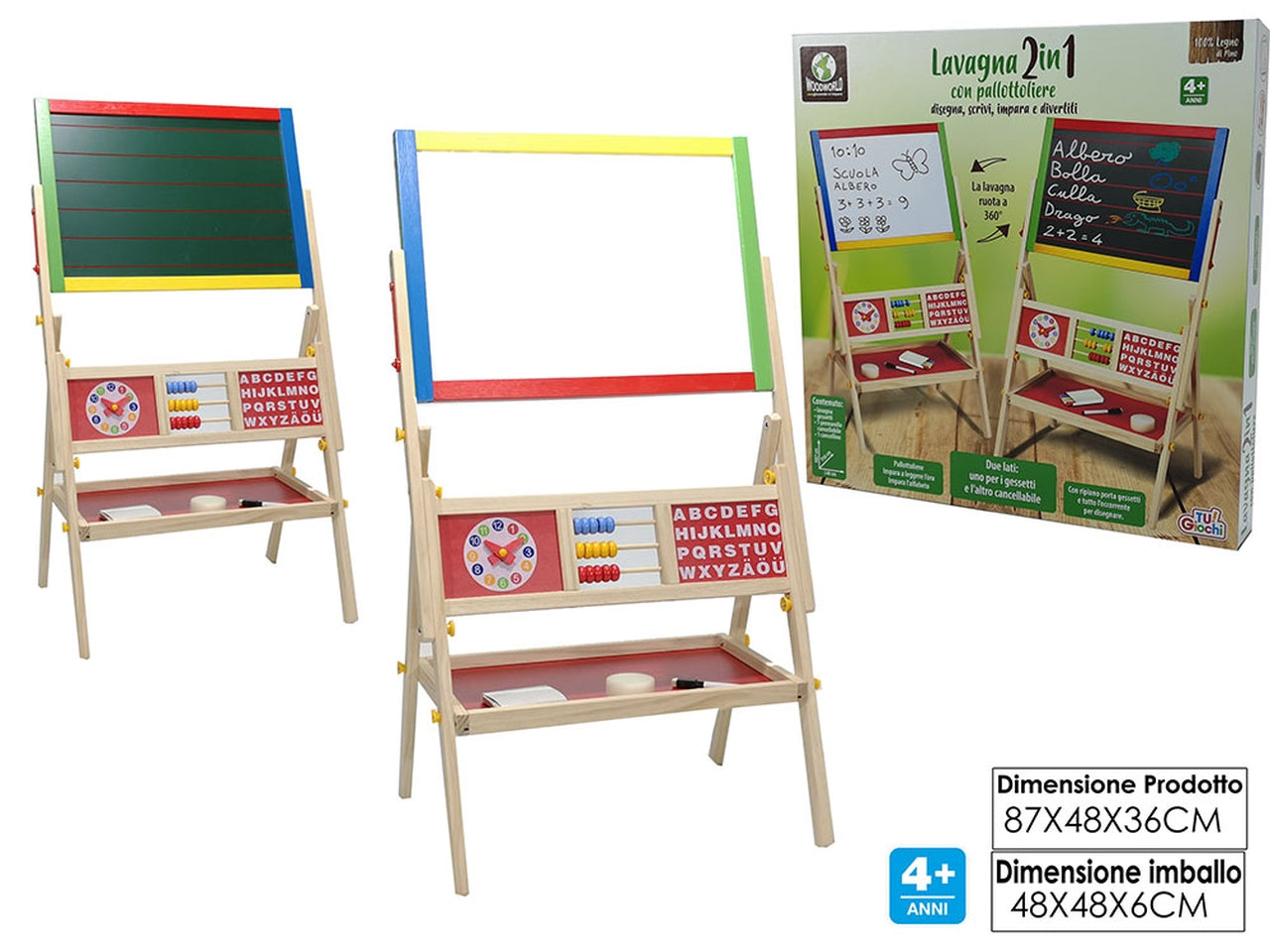 Lavagna 2in1 con accessori 36x48xh87cm