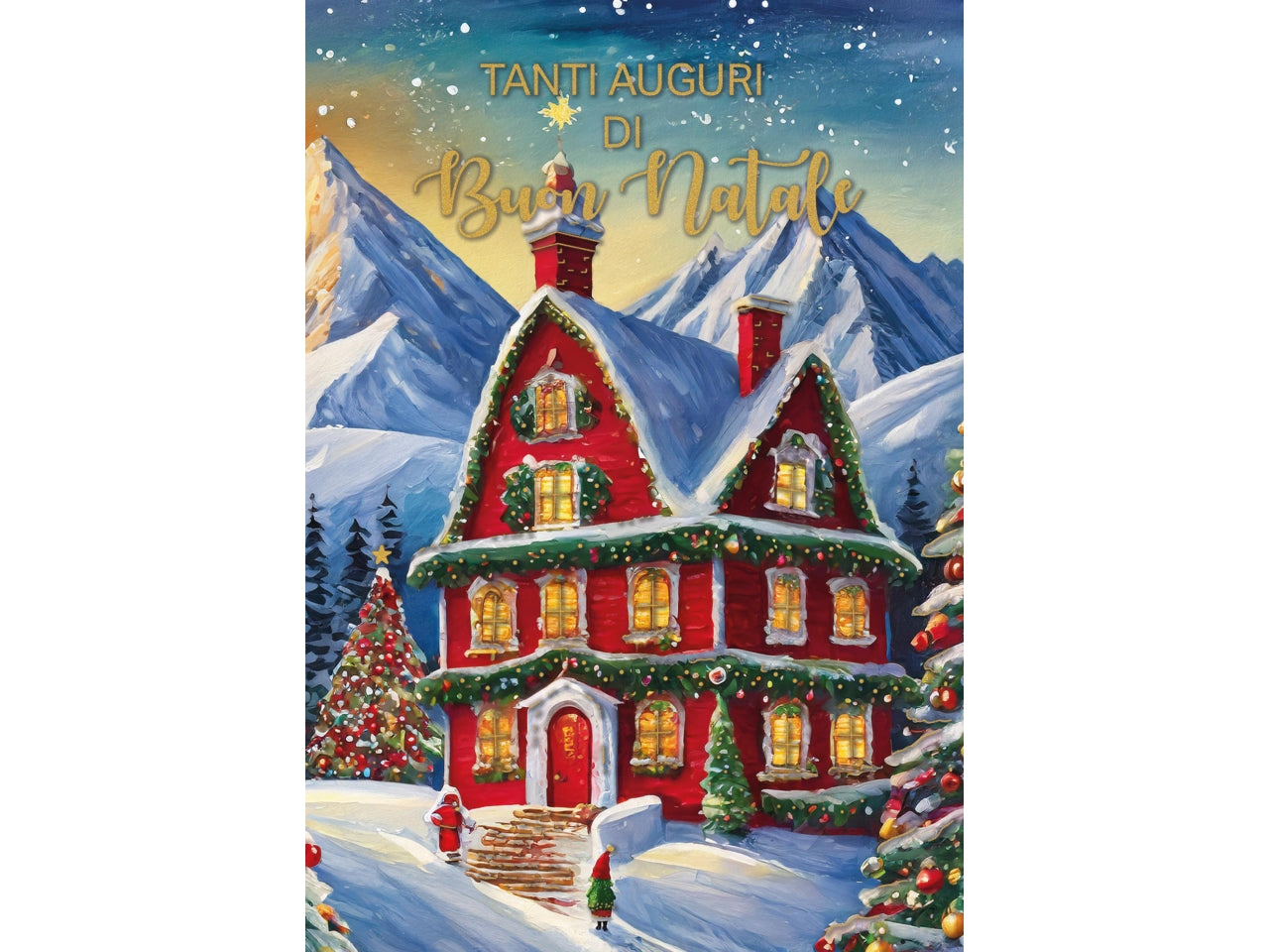 Biglietto buon natale con casa