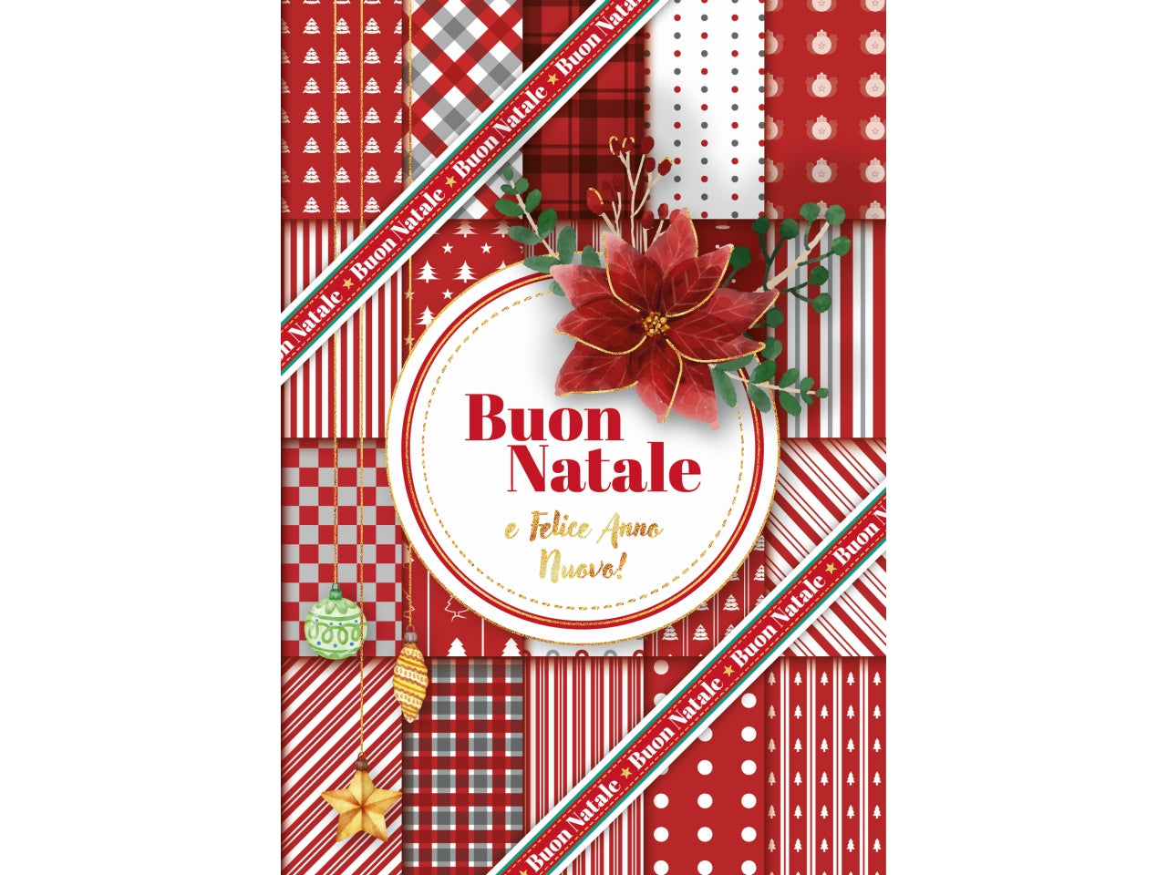 Biglietto buon natale "tartan"