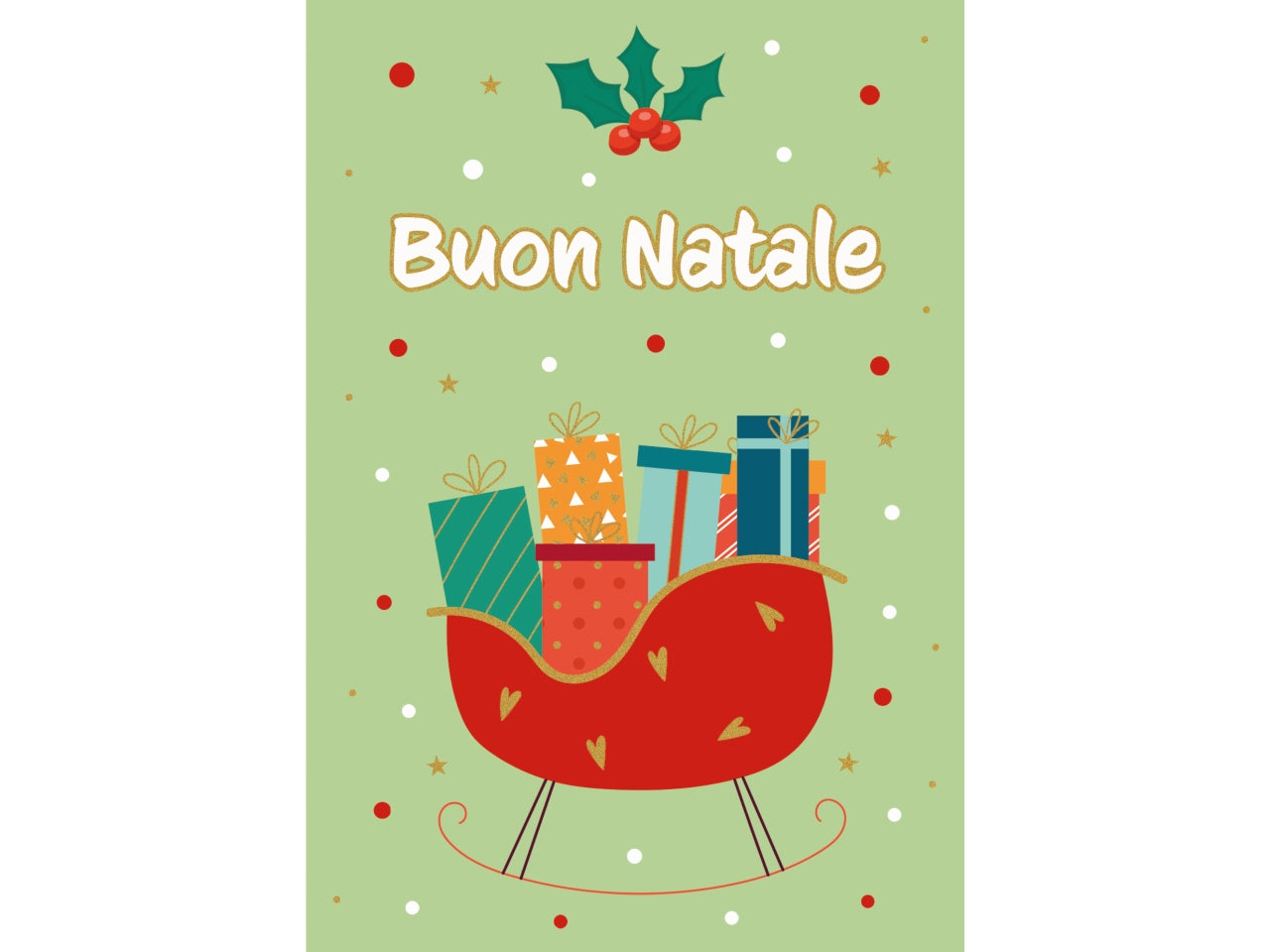 Biglietto buon natale con slitta