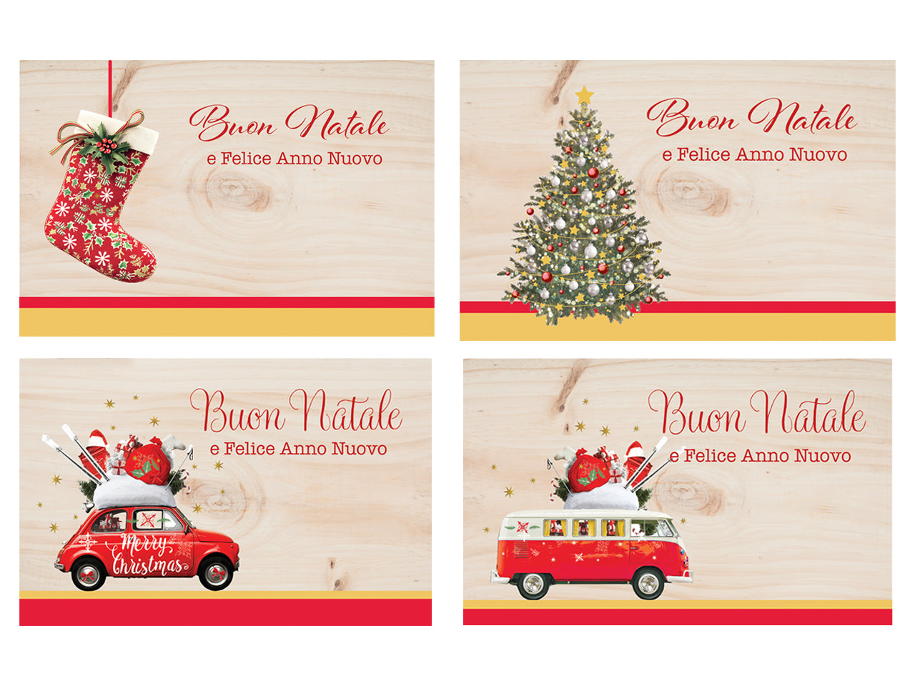 Biglietti buone feste 8,5x13,5cm in confezione da 100 pezzi fantasie assortite