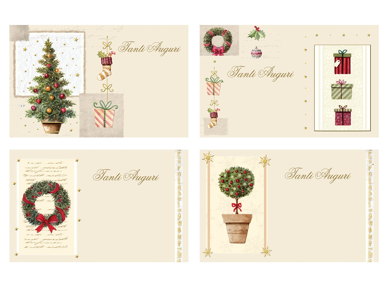 Biglietti buone feste 8,5x13,5cm in confezione da 100 pezzi fantasie assortite