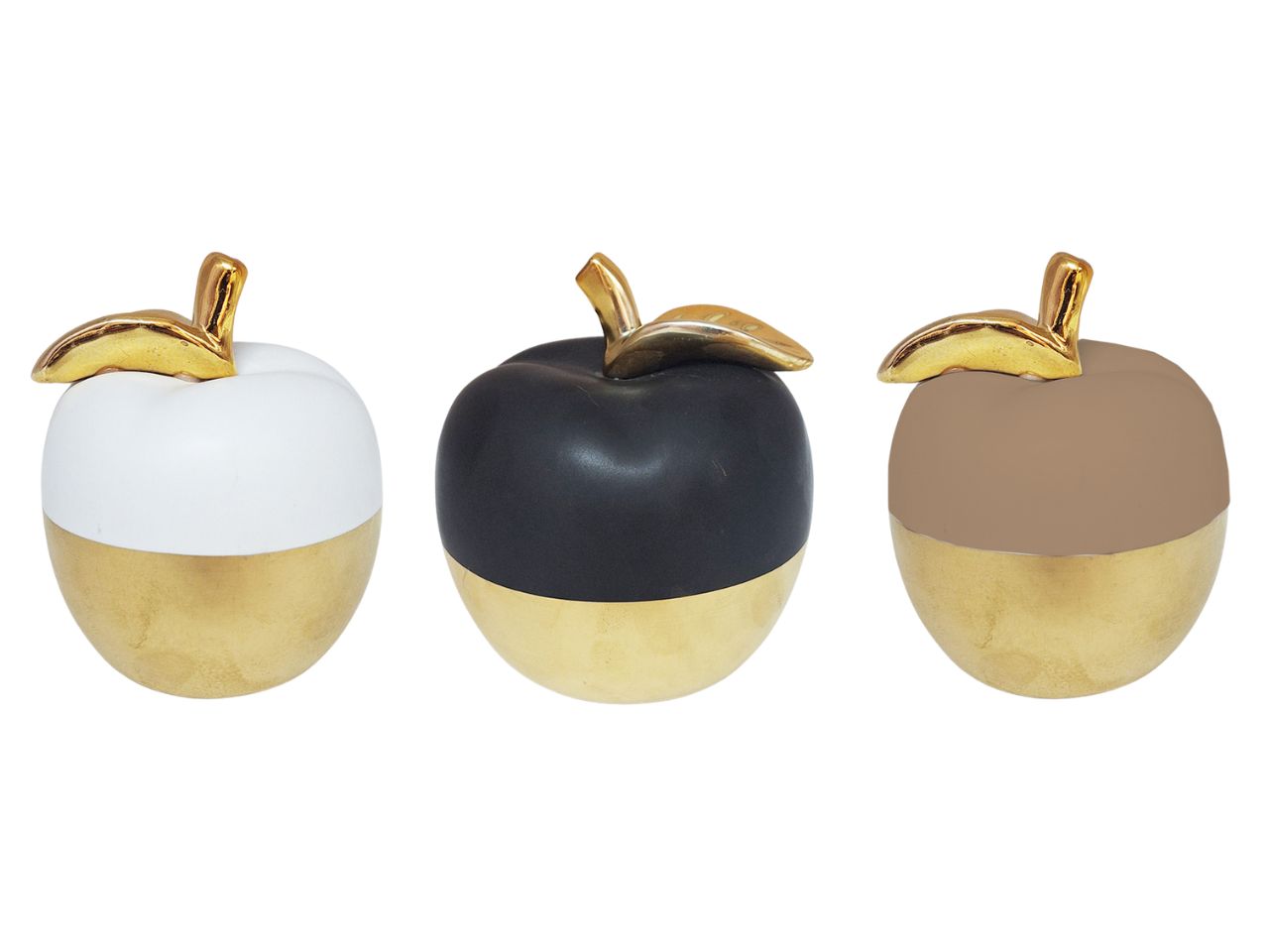 Mela decorativa in ceramica 12,5x12x12cm in 3 colori