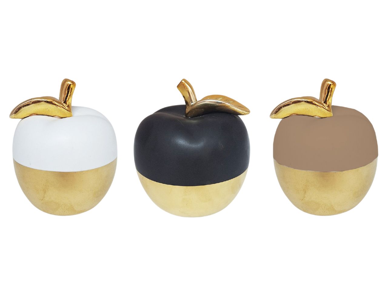 Mela decorativa in ceramica 11x9,5x9,5cm in 3 colori