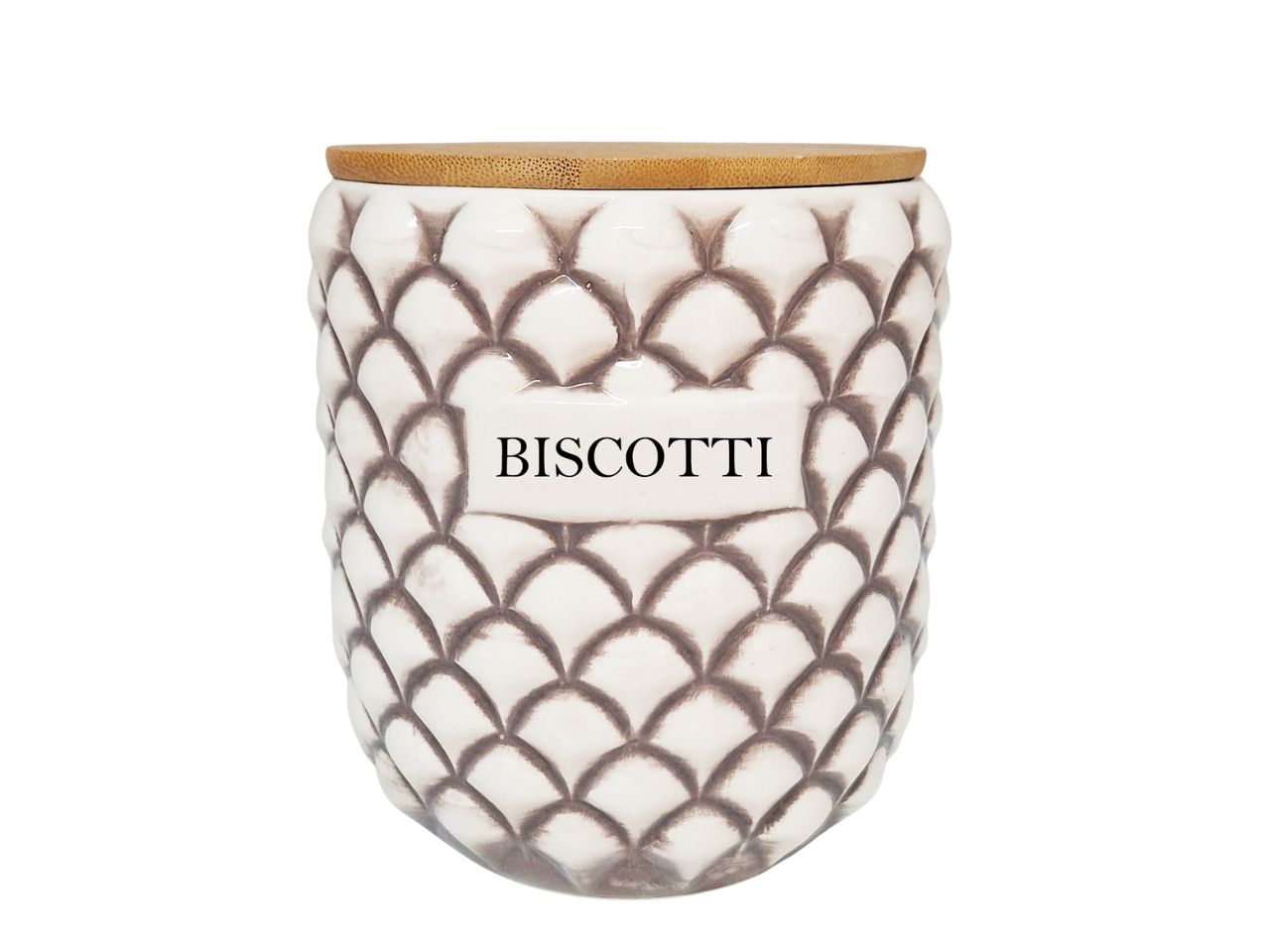 Barattolo in ceramica 16x14x14cm biscotti/pigna