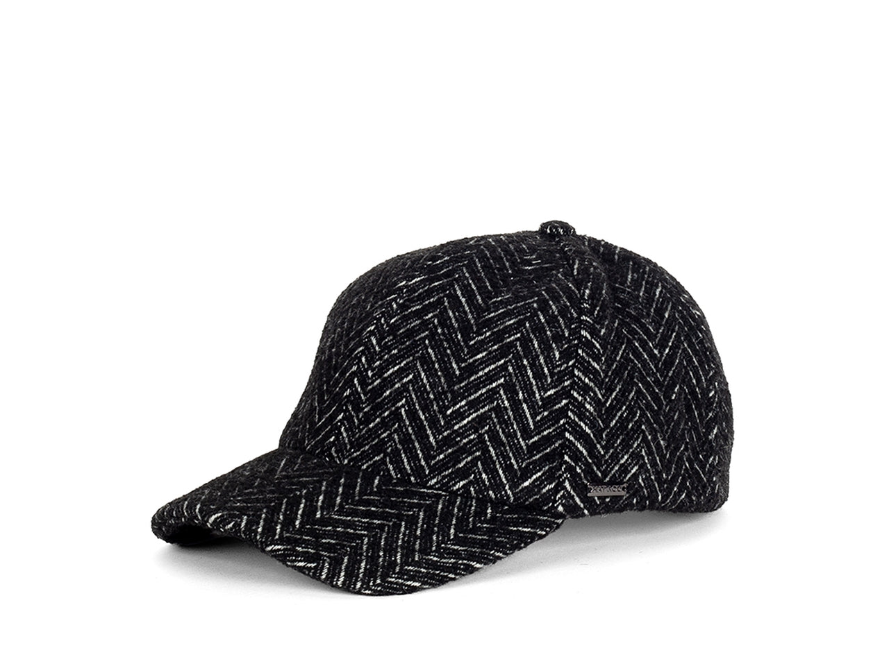 Cappello baseball con visiera in tessuto spinato nero, taglia unica