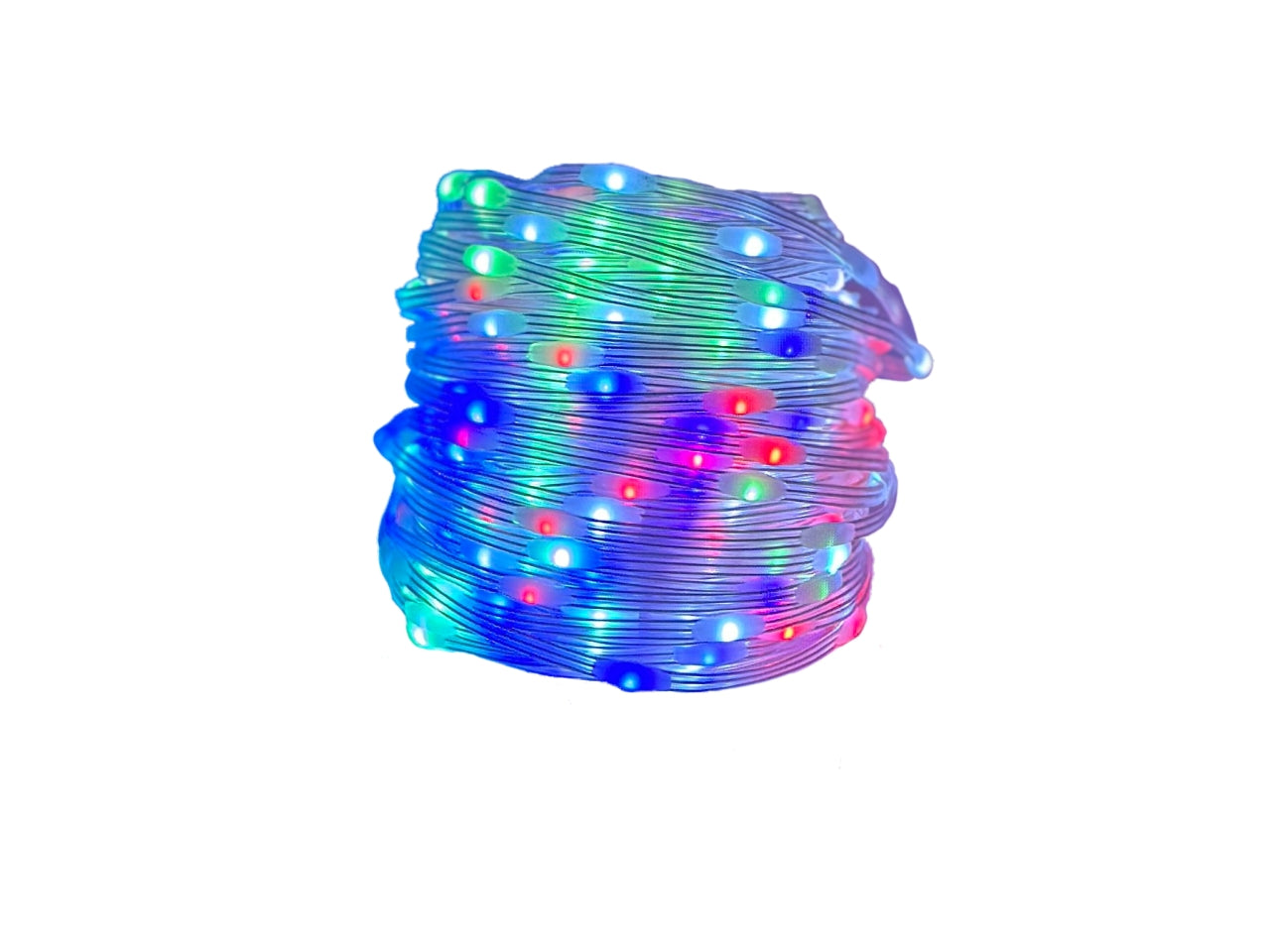 Catena 200 led "app-i light fantasy" smart rgb, con telecomando e app, 14 metri, cavo trasparente, Ip44 per uso interno ed esterno