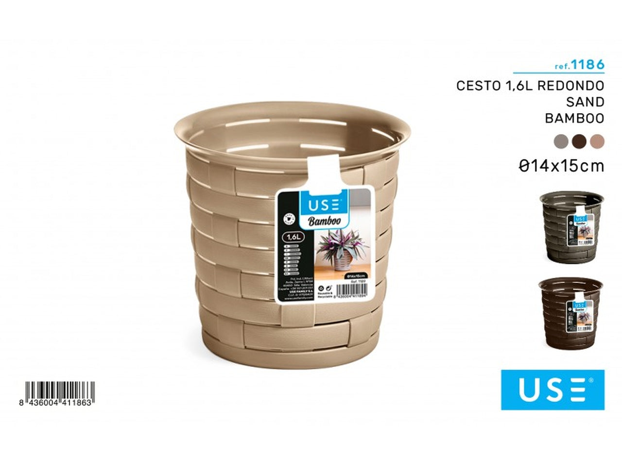 Cesto 1,6l rotondo sand serie bamboo