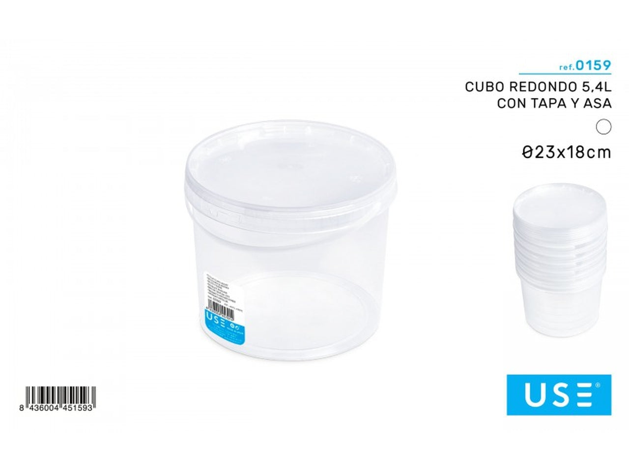 Cubo rotondo da 5,4l con coperchio e manico