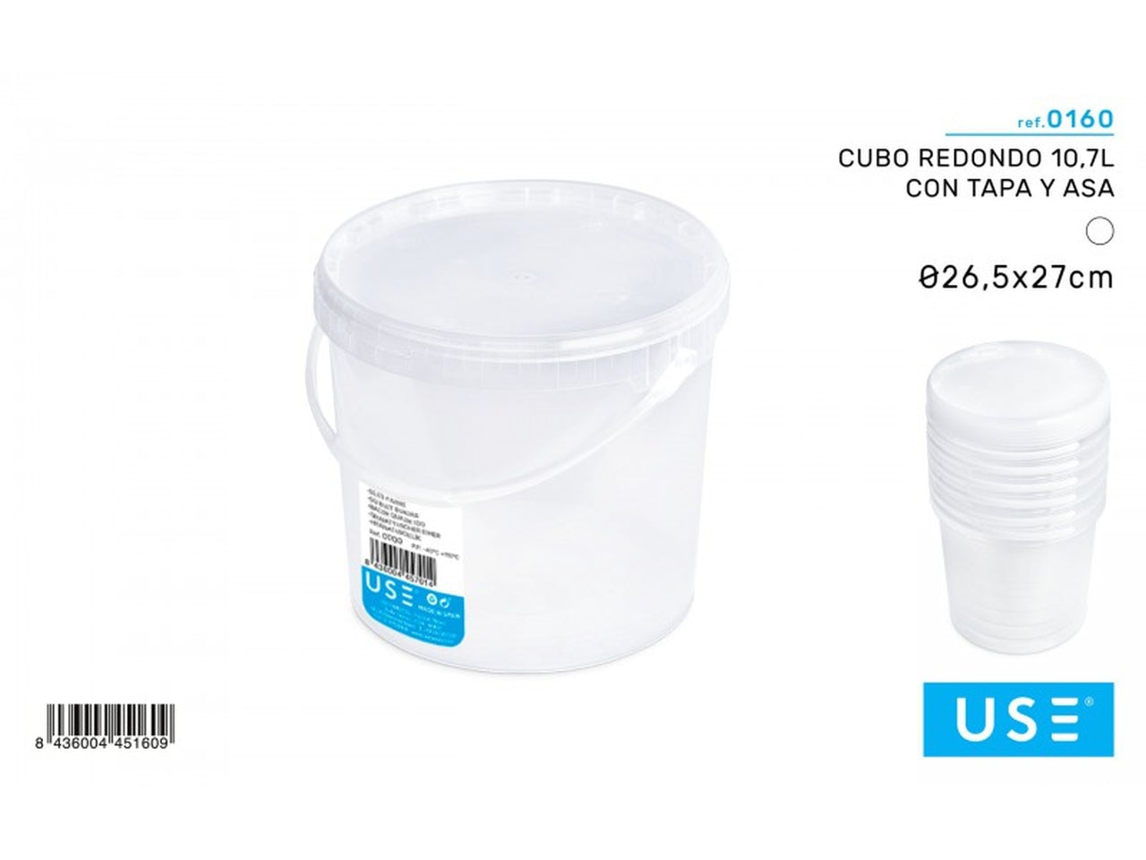 Cubo rotondo da 10,7l con coperchio e manico