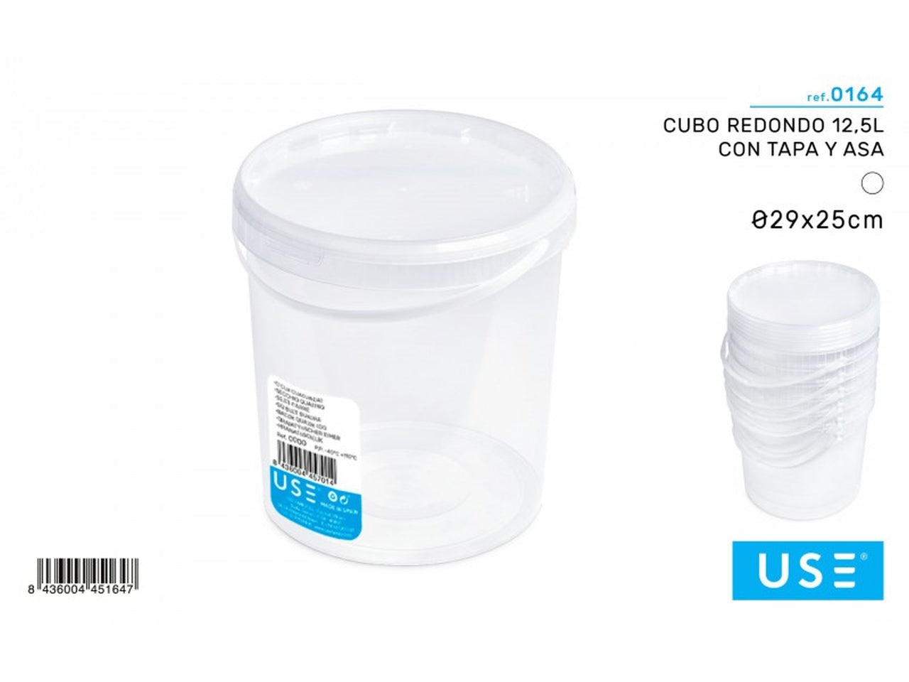 Cubo rotondo da 12,5l con coperchio e manico